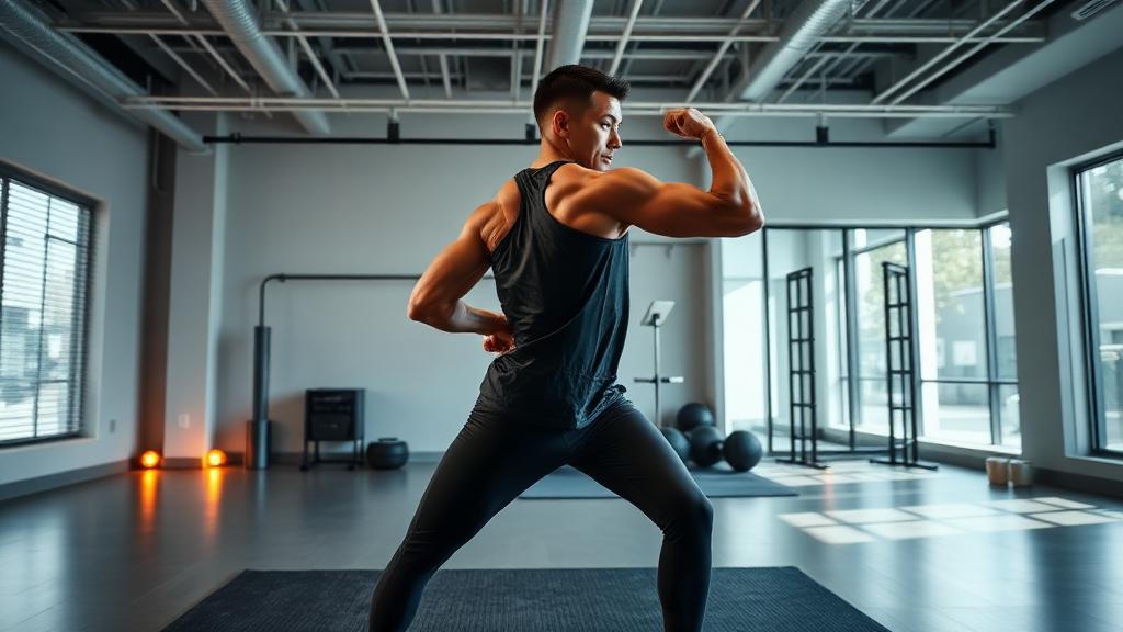 An athlete training in a bright home studio